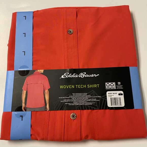 Eddie Bauer Mens Woven Tech Shirt L Short Sleeve Breathable & Quick-Dry - Picture 5 of 6